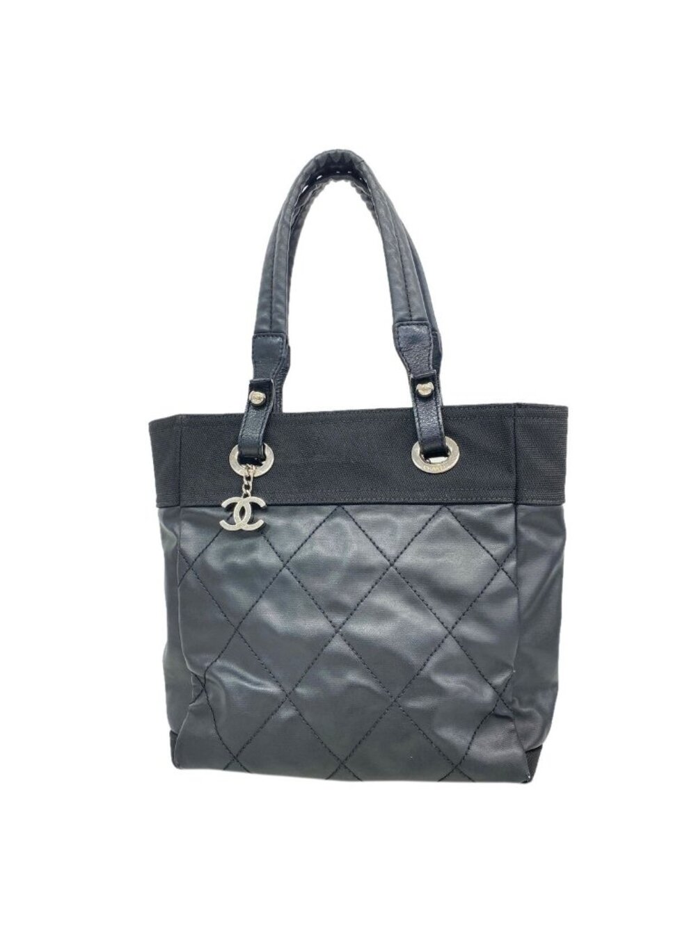 Chanel Tote Paris Biarritz Canvas Black Silver